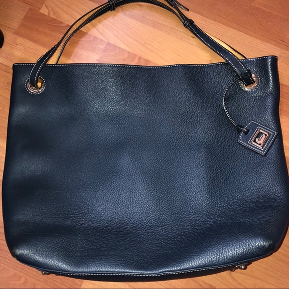 Dooney & Bourke Navy Leather Shopper Tote - Picture 2 of 8